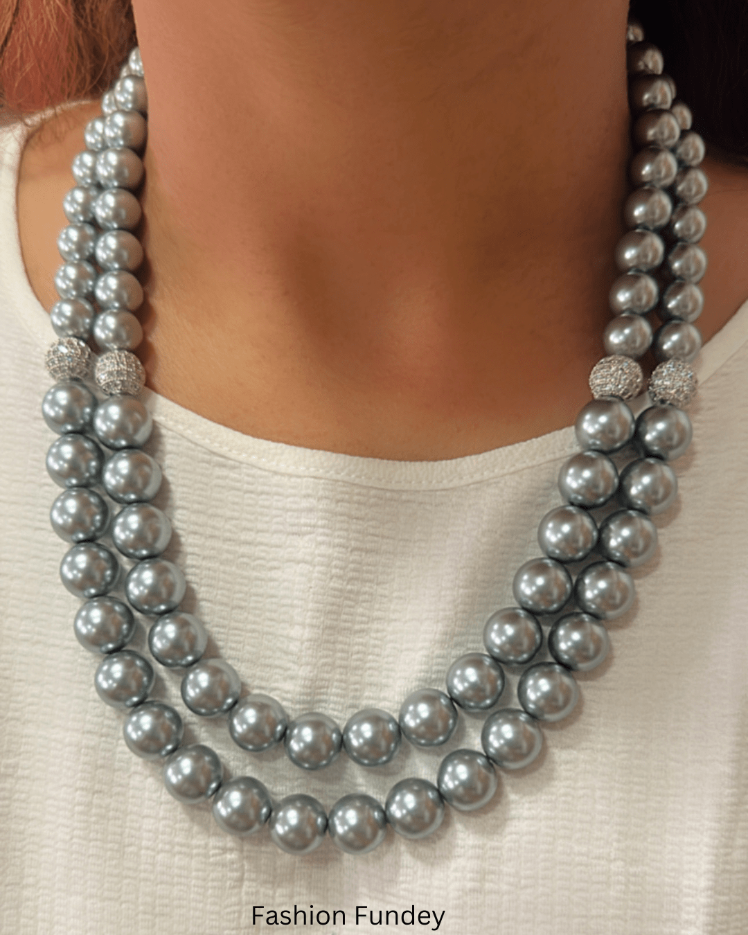 Grey Fiona Pearl Mala Necklace