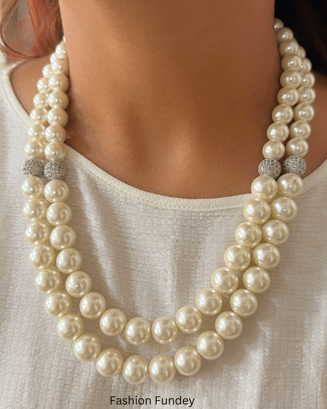 White Fiona Pearl Mala Necklace Fashion Fundey