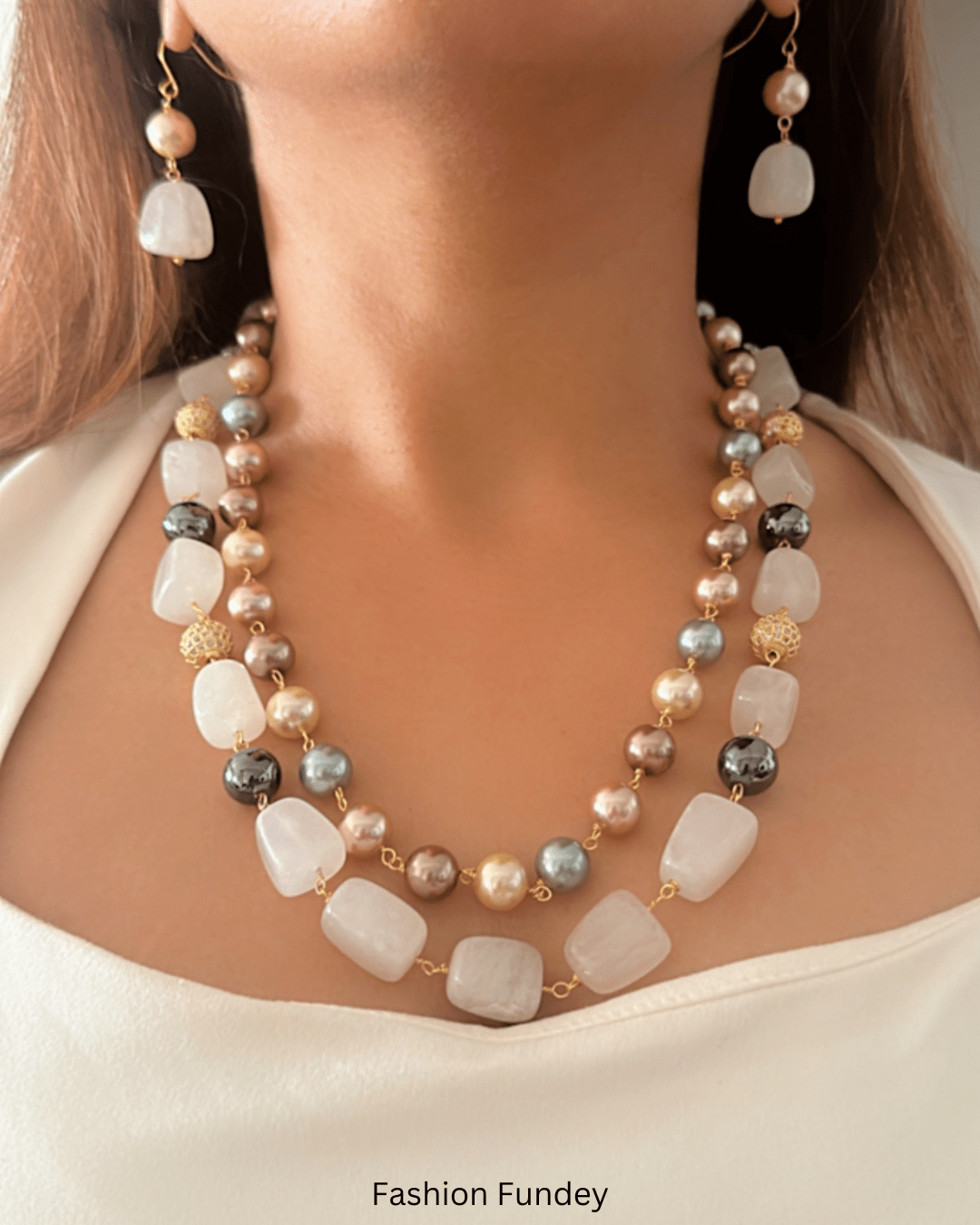 Ivory-Grey Arshi Layered Mala