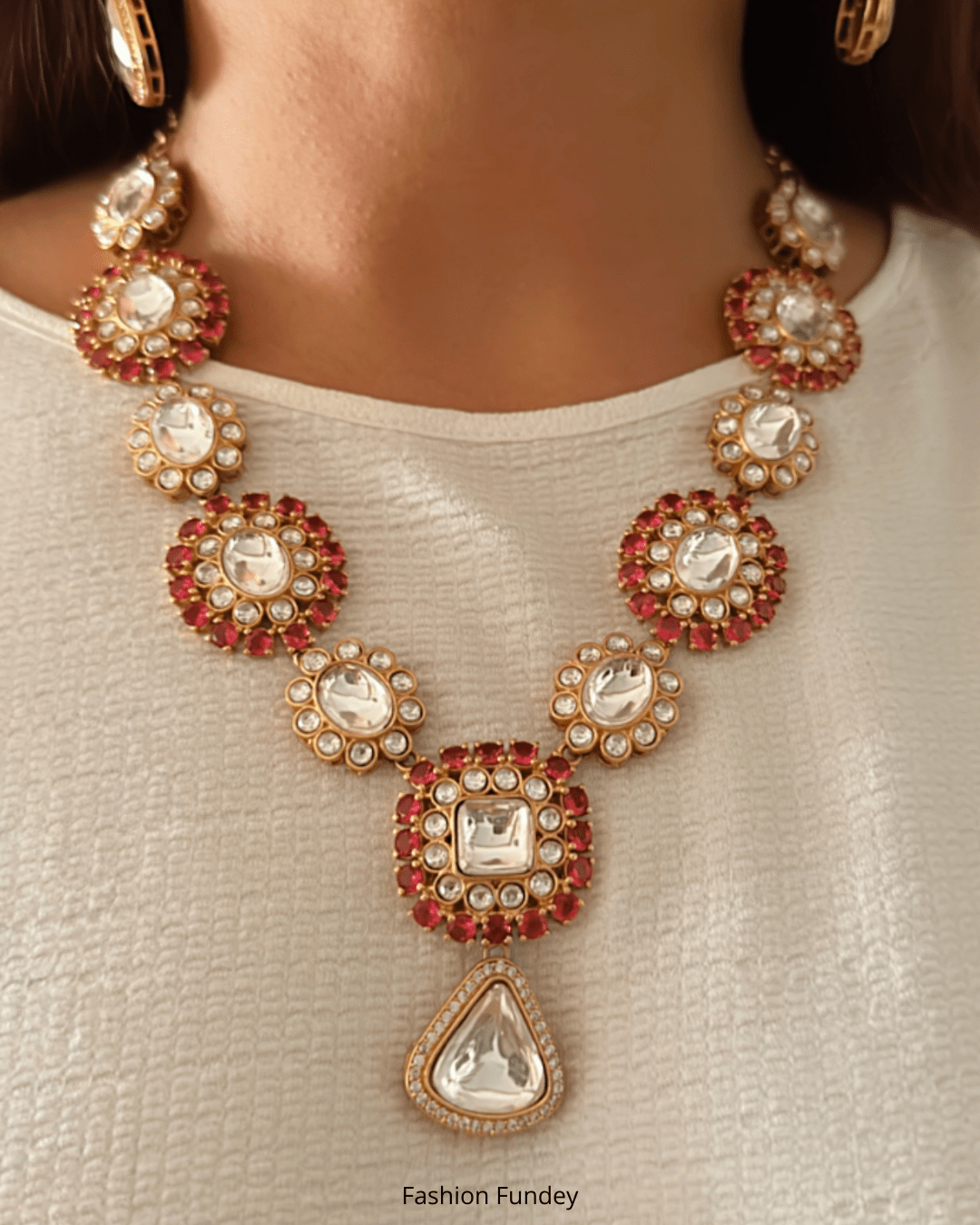Red Aaira Polki Necklace