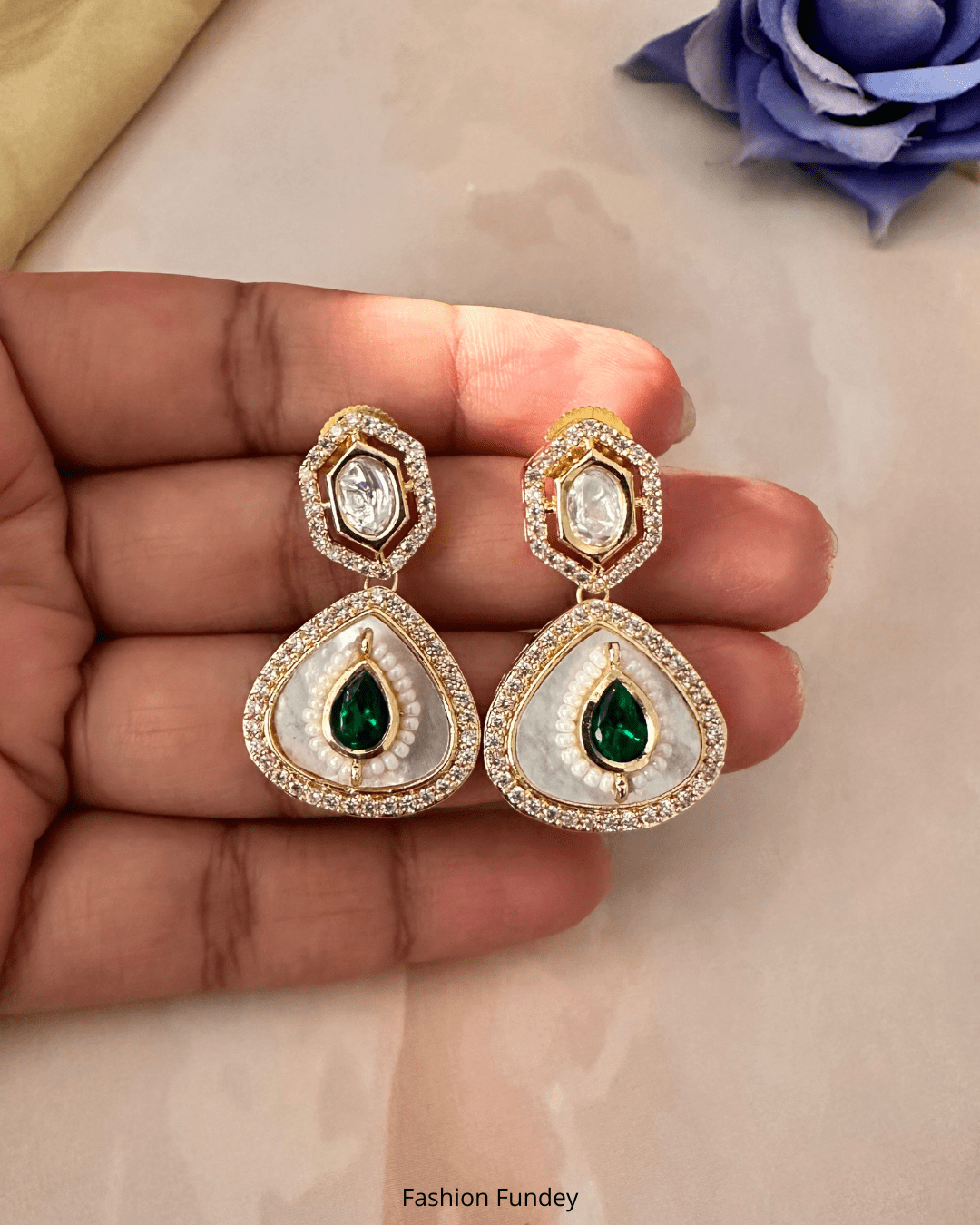 Green Neya Pearl Earrings