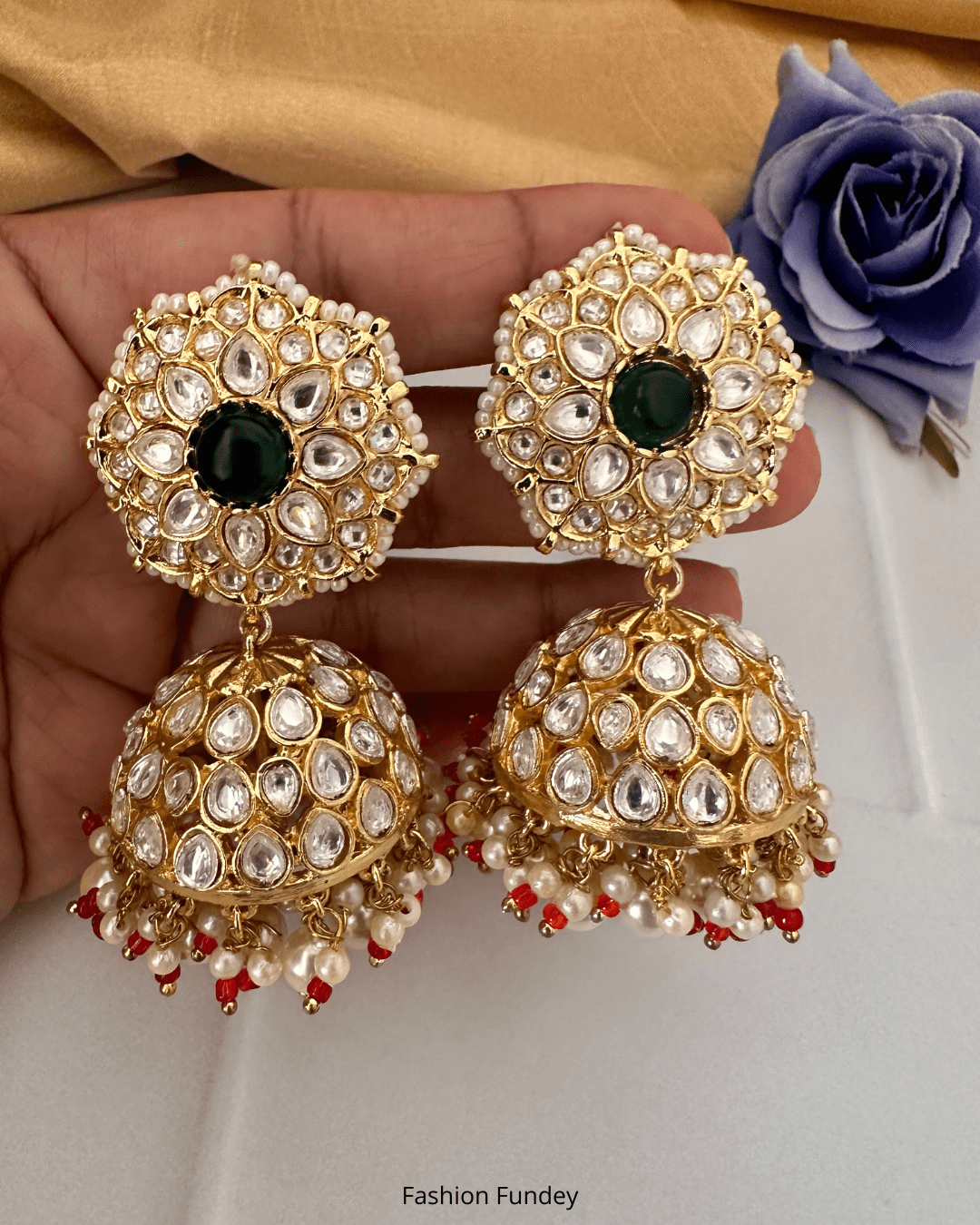 Green Zeba Jhumkis