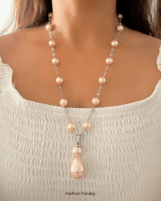 Peach Matsya Detachable Pearl Mala