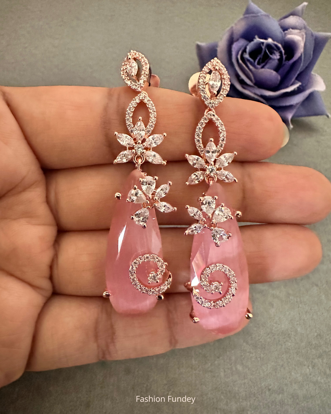 Pink Erin Zirconia Danglers