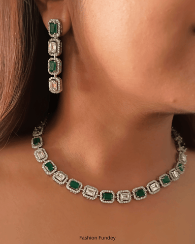 Green Princess Cut Zirconia Choker