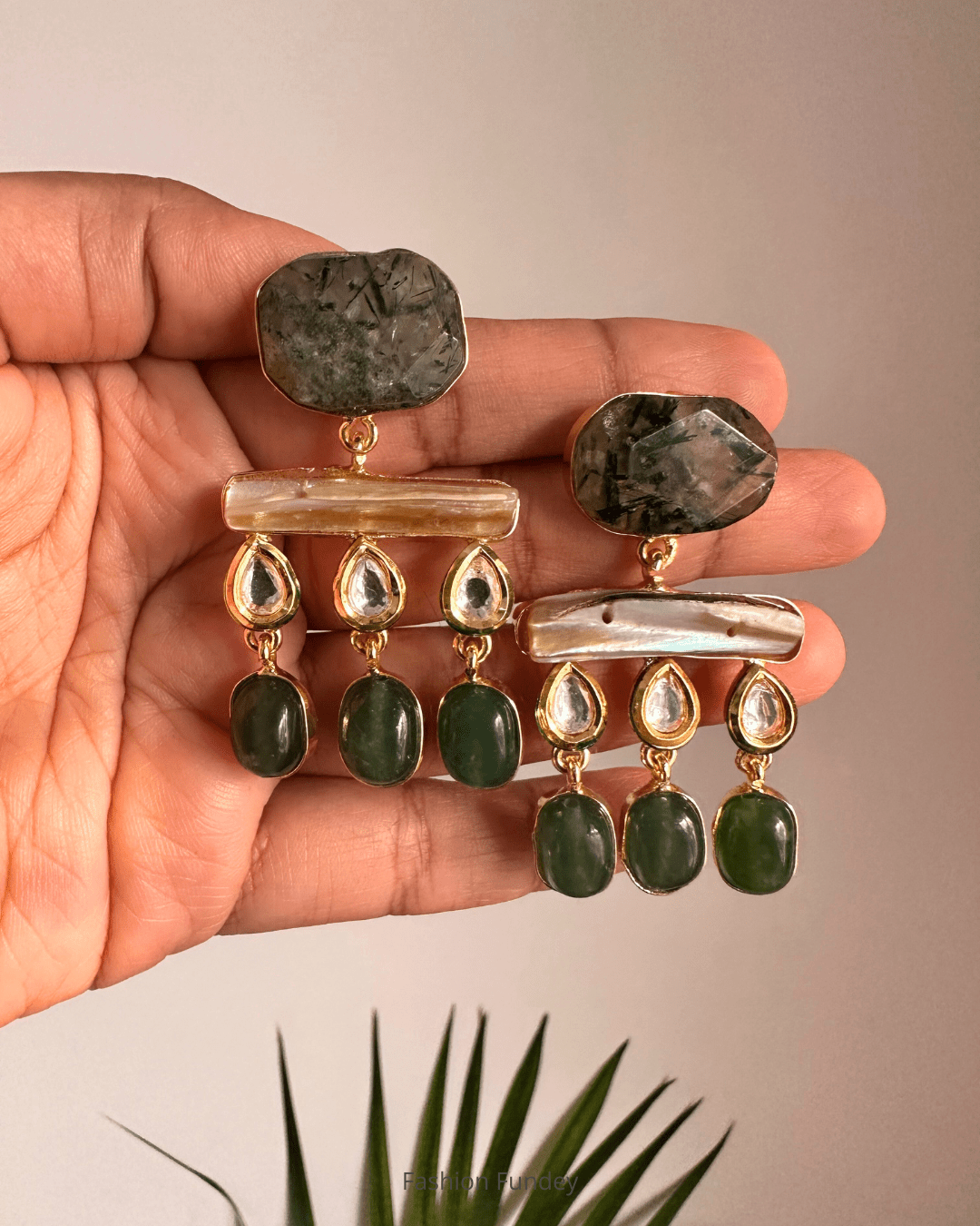 Green Azzah Dangler Earrings