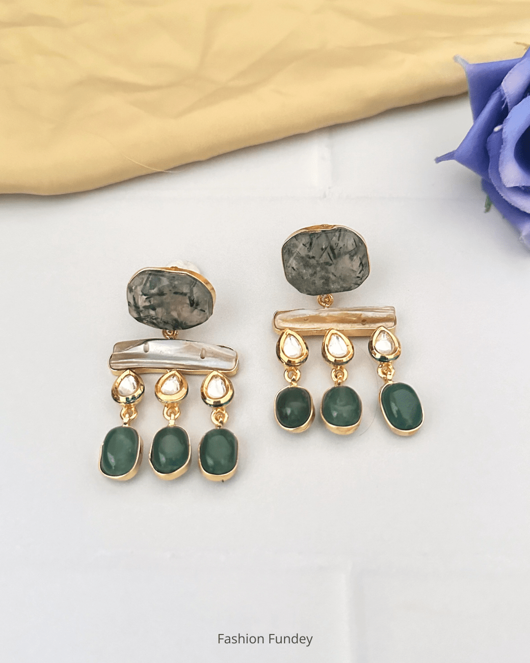 Green Azzah Dangler Earrings