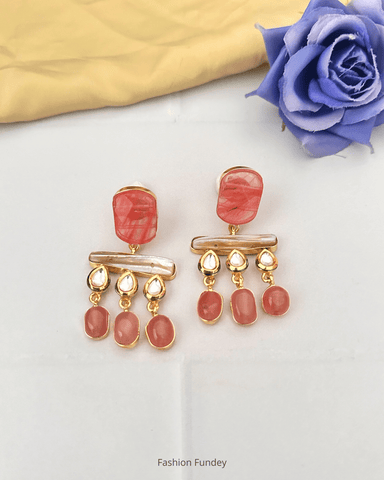 Orange Peach Azzah Dangler Earrings