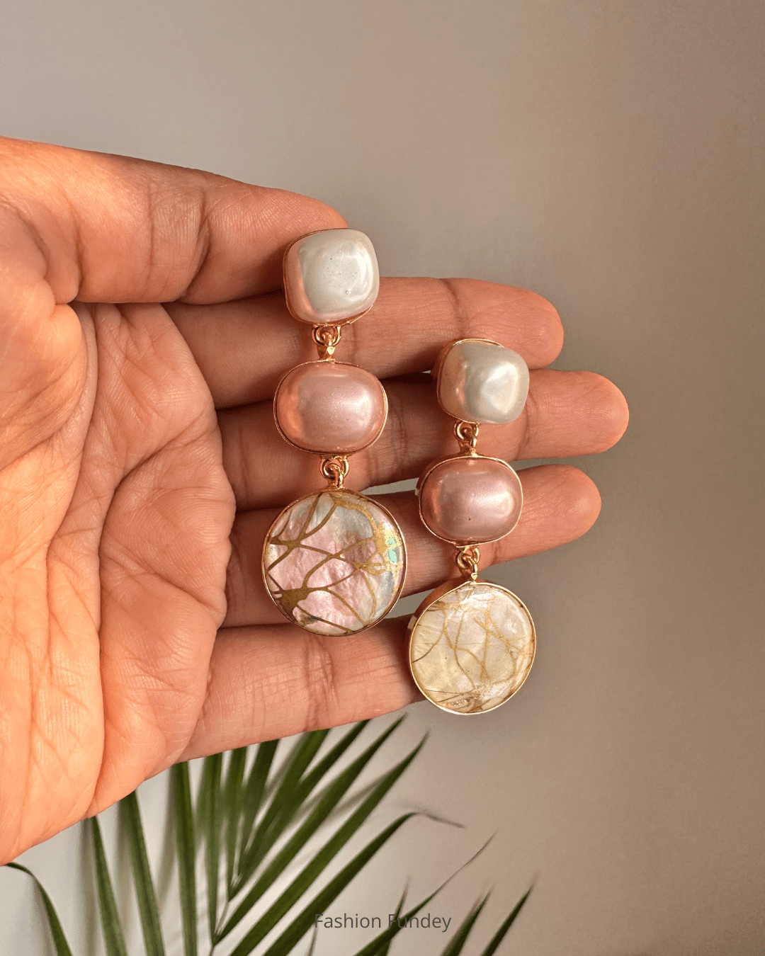 Peach Roma  Pearl Earrings