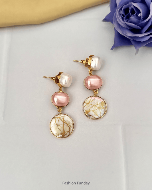 Peach Romi  Pearl Earrings