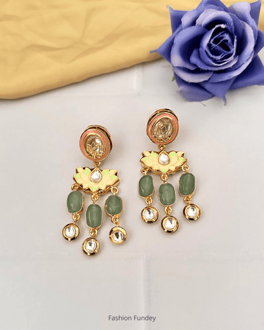 Pink Green Zoya Dangler Earrings