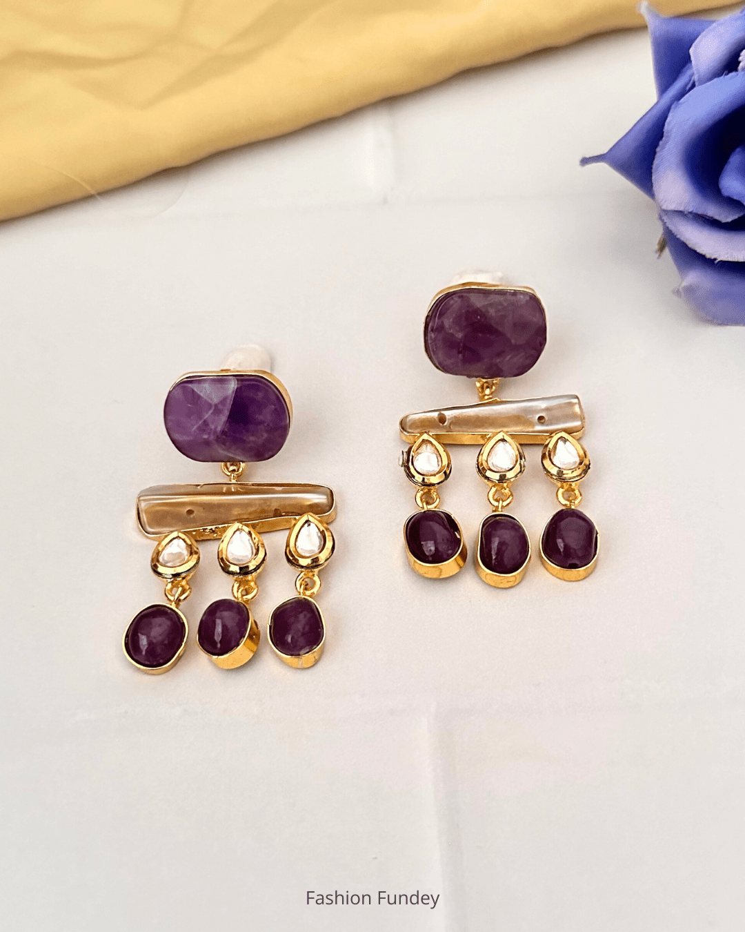 Purple Azzah Dangler Earrings