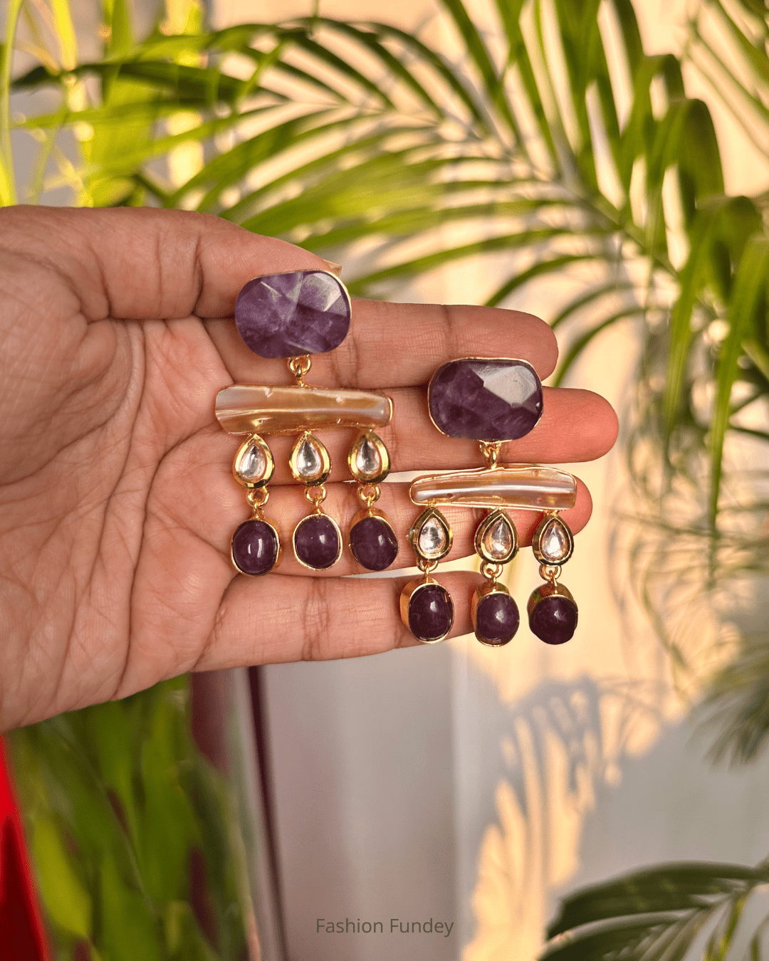 Purple Azzah Dangler Earrings