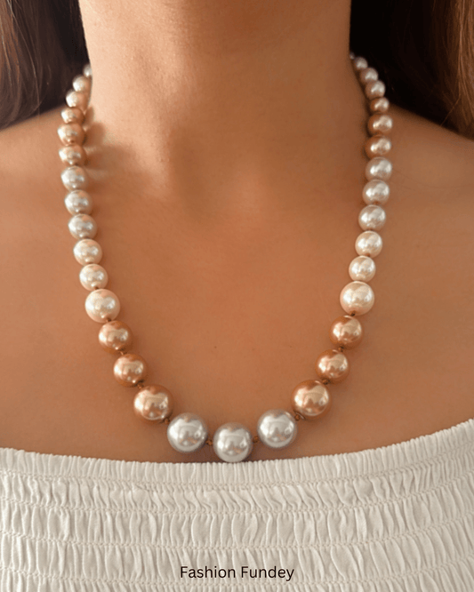 Light Grey-Gold-White Kerry Pearl Mala