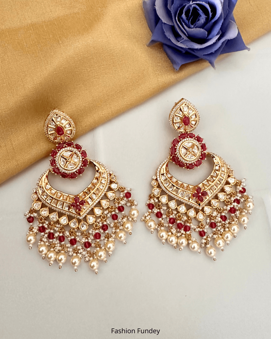 Ruby Red Khwaab Polki Chandbalis