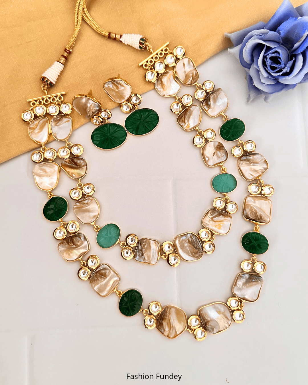 Green Hoor Layered Pearl Necklace