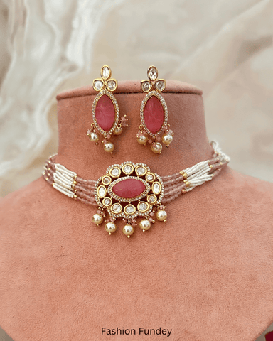 Pink Naaz AD Kundan Choker