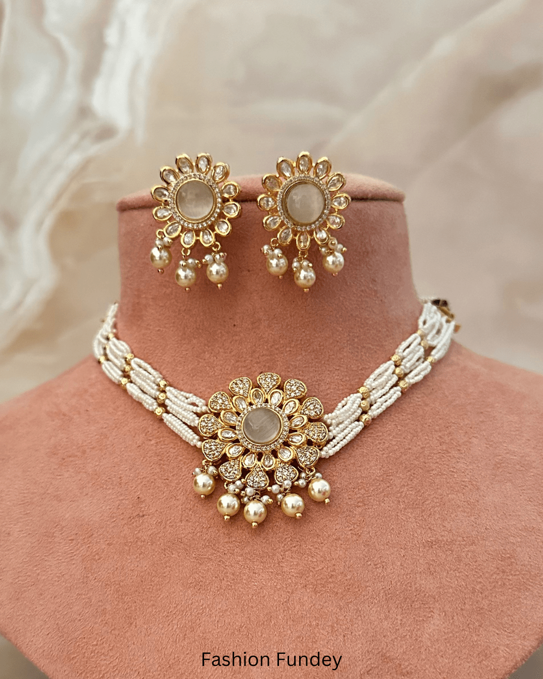 Ivory White Laafz AD Kundan Choker