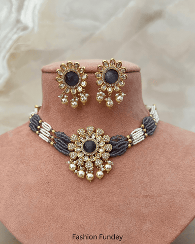 Purple Wine Laafz AD Kundan Choker