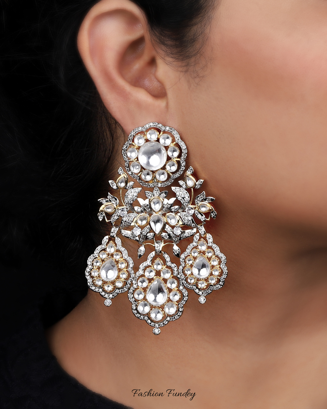 Photo of bridal earrings and jhoomar for reception