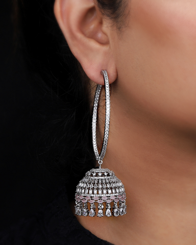 Silver-Pink Vaani AD Hoops