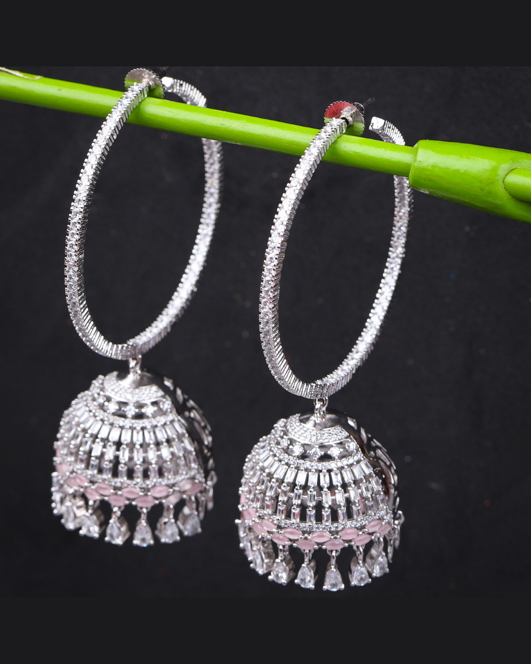 Silver-Pink Vaani AD Hoops