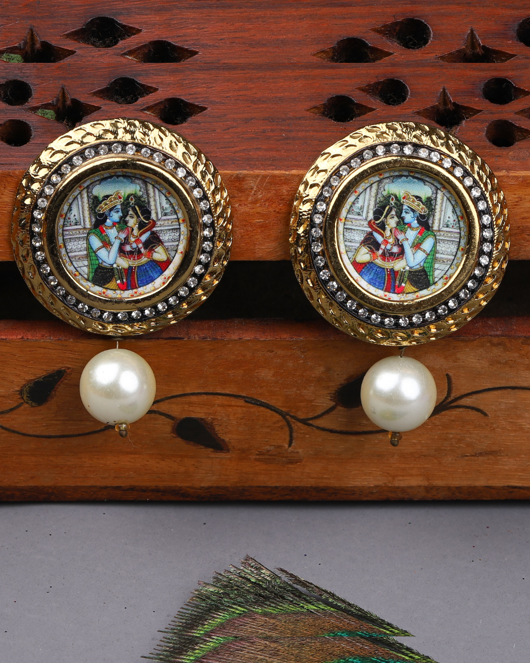 Kundan Meenakari Earrings/bali, Statement Indian Golden Meenakari Detaling  Earrings With Pearls, Bollywood Fashion, Wedding Bridal Jhumkas - Etsy