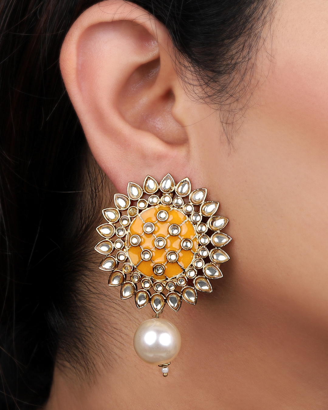 Yellow Sarika Studs