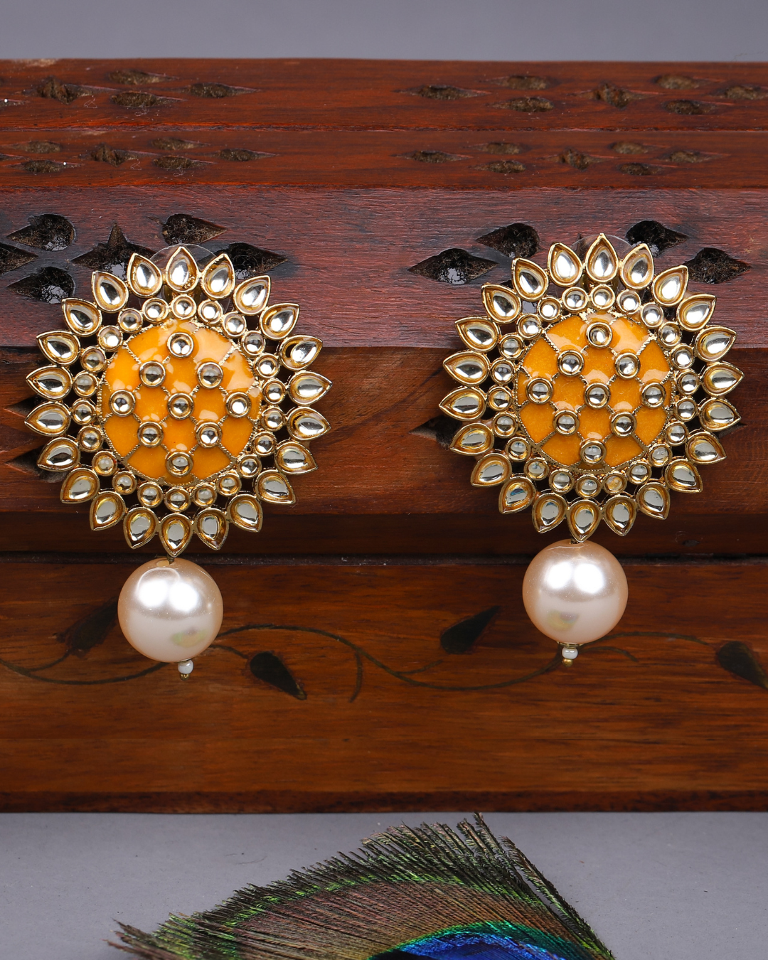 Yellow Sarika Studs