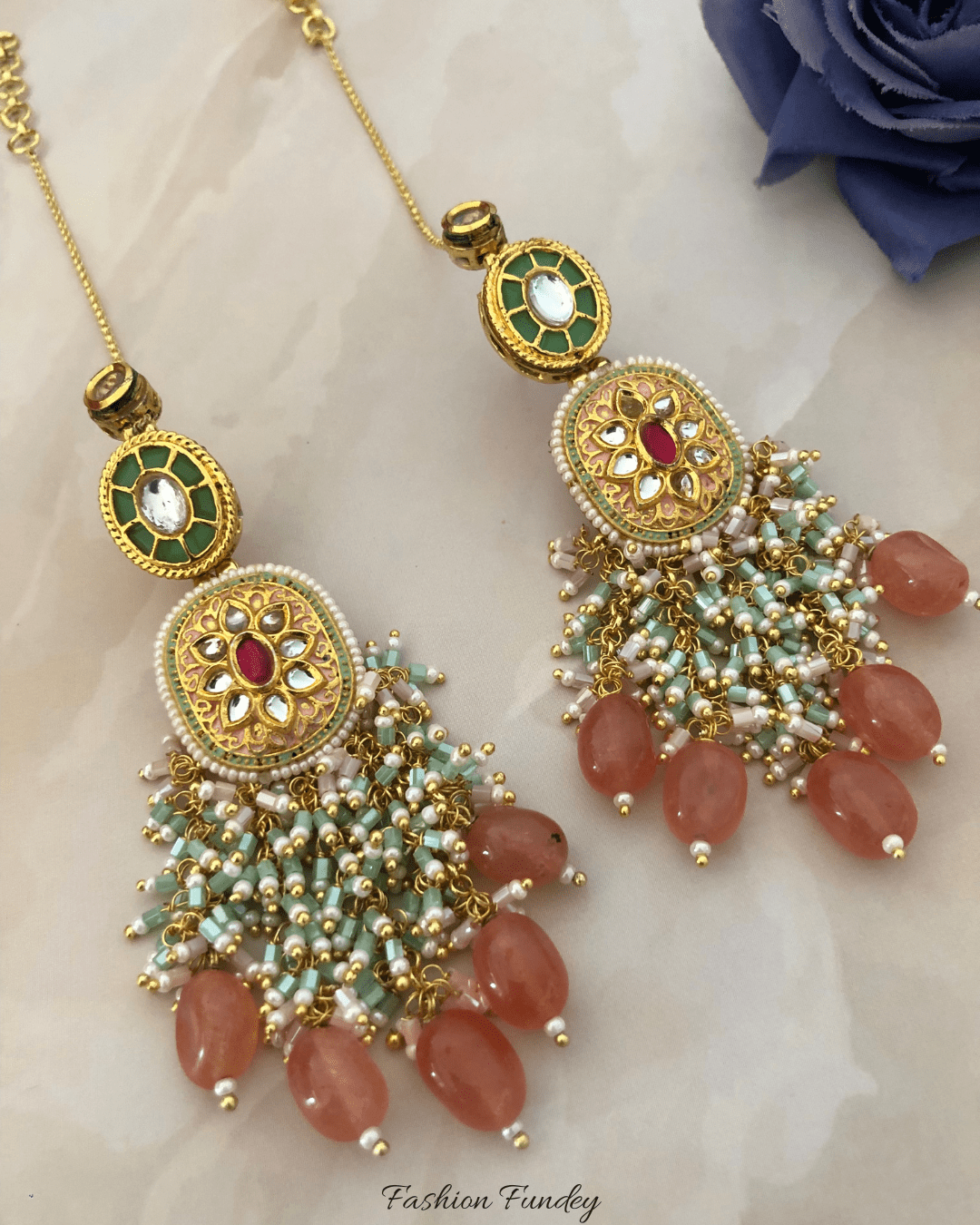 Pink-Green Kimaya Earrings