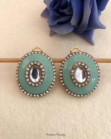 Mint-Green Moha Studs