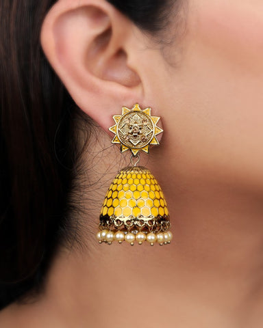 Yellow Ameya Jhumkis