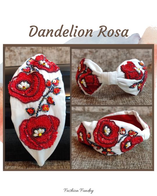 White Rosa Dandelion White Headband