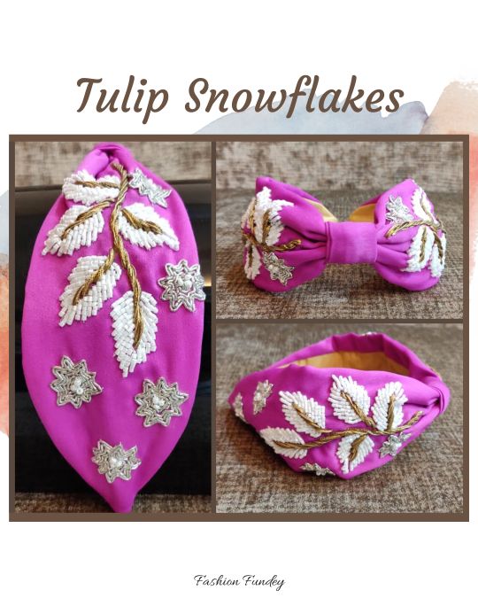 Pink Snowflakes Tulip Headband
