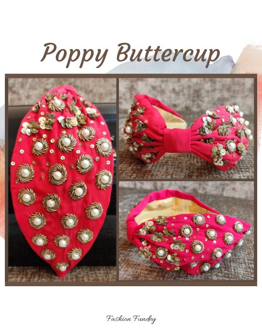 Red Buttercup Poppy Headband