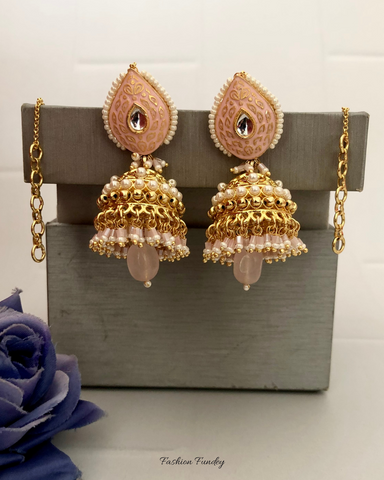 Pink Faiza Jhumkis