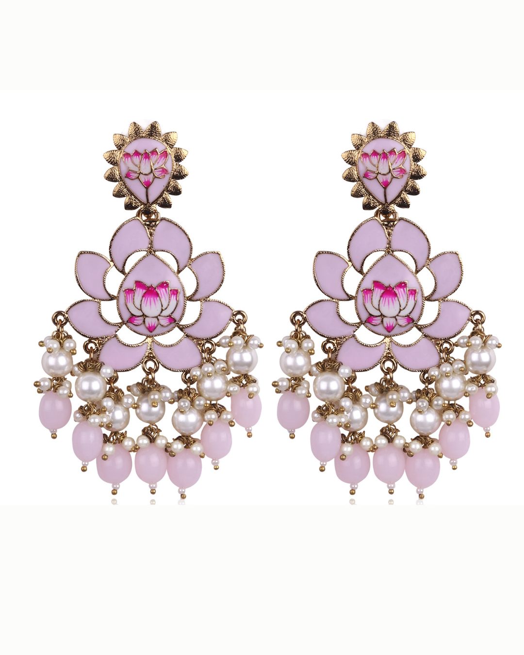 Fashion dangler mint green & baby pink earrings with kundan stones and –  Prashanti Sarees