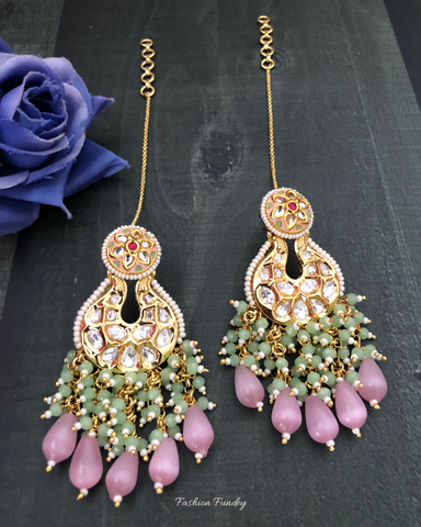 Pink Green Sanam Chandbalis