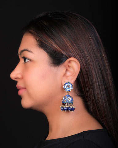 Dark Blue Eshika Jhumkis