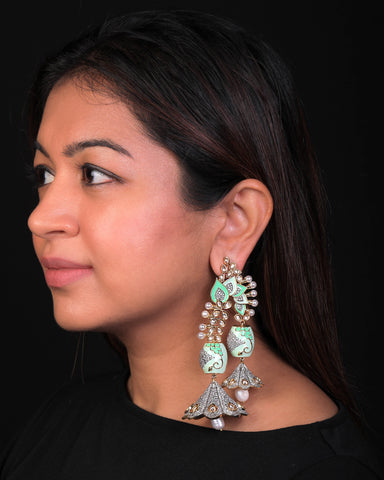 Mint Green Riddhi Long Earrings