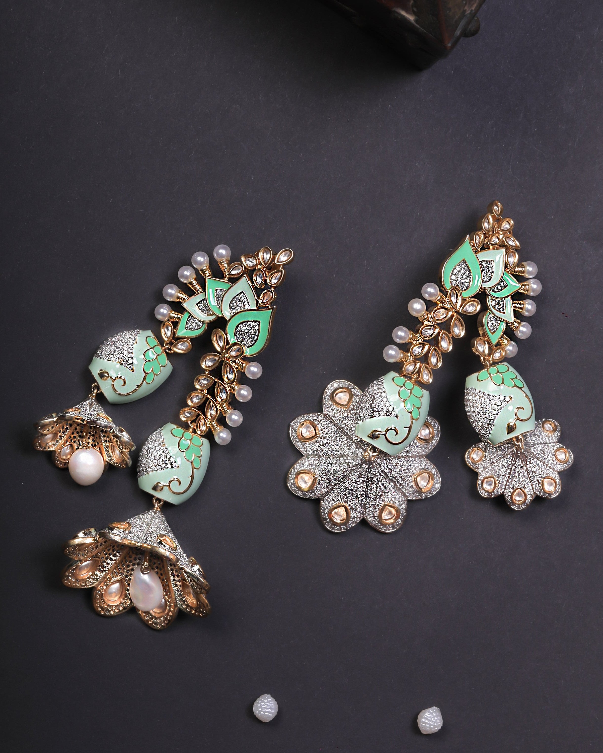 Mint Green Riddhi Long Earrings