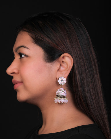 Pink Eshika Jhumkis