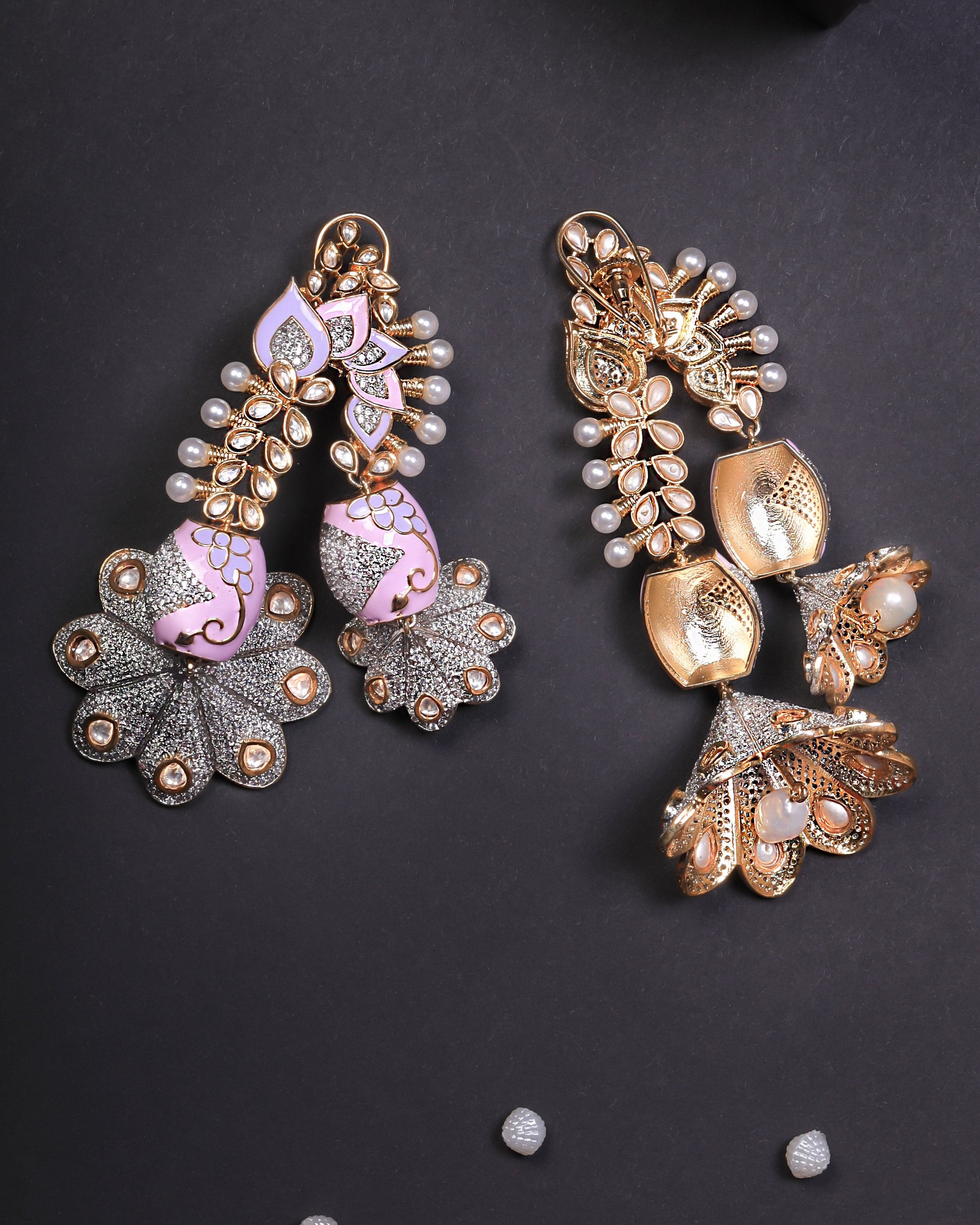 Pink Riddhi Long Earrings