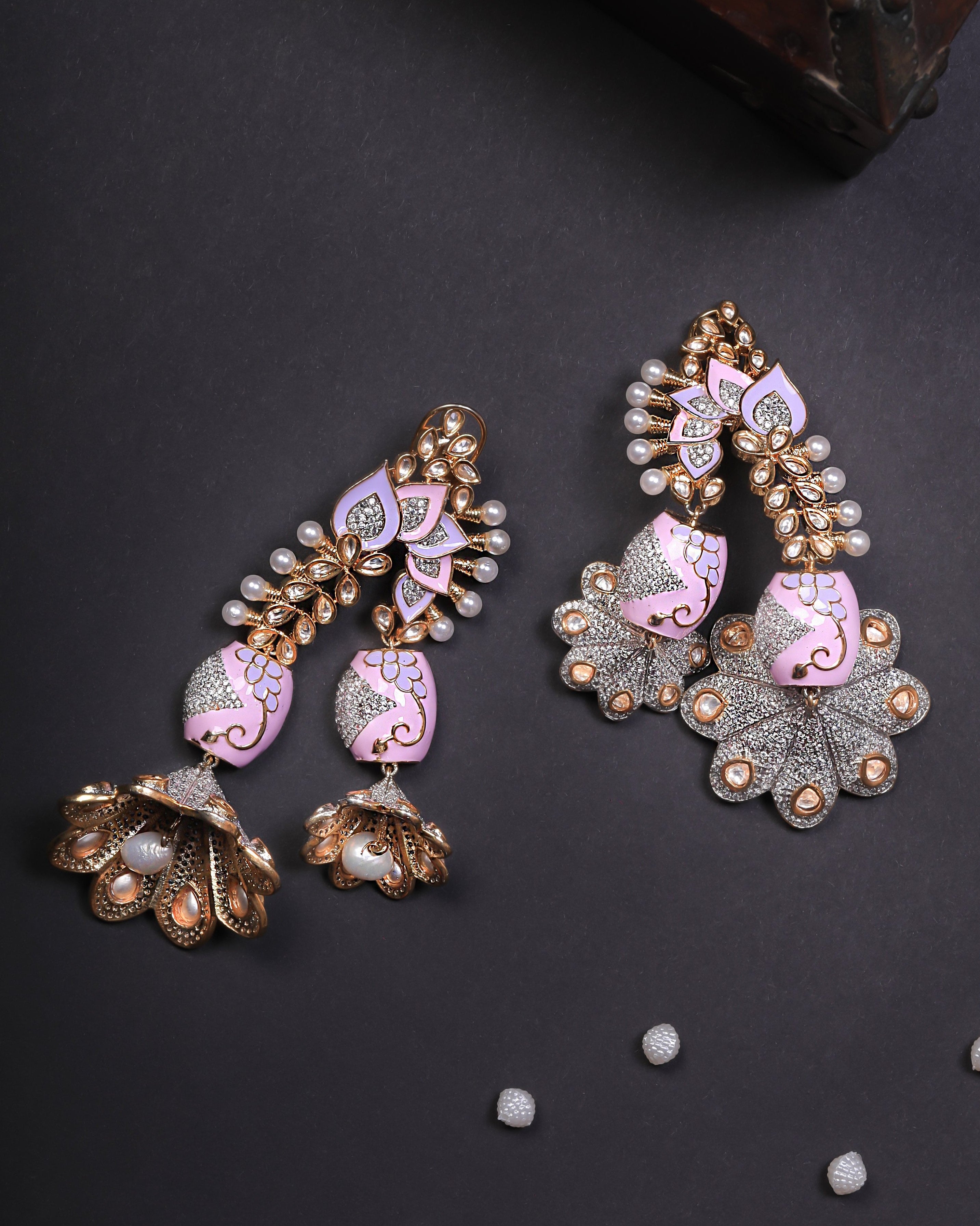 Pink Riddhi Long Earrings