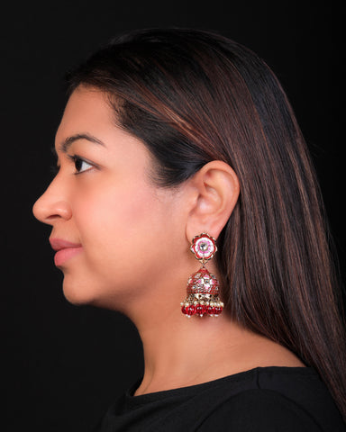 Red Eshika Jhumkis