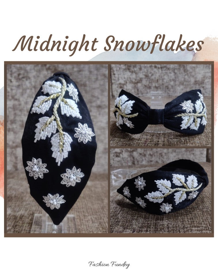 Black Snowflakes Midnight Headband